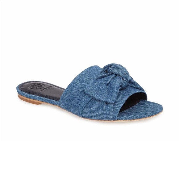 Tory Burch Shoes - NIB TORY BURCH Annabelle Chambray Bow Slide Sandal